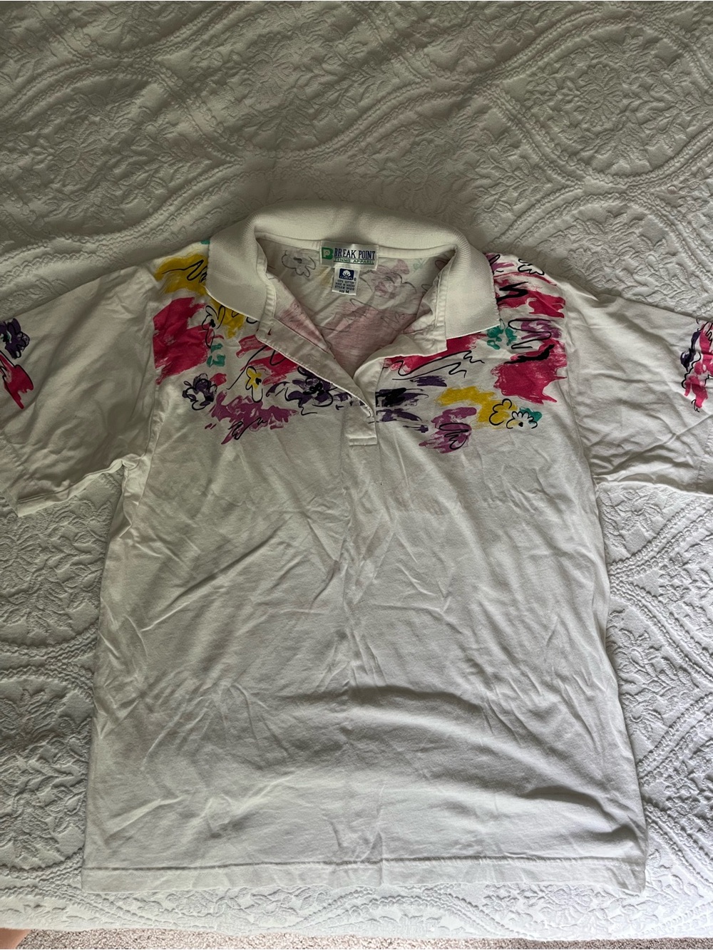 Vintage 100% Cotton Break Point Women’s Multicolor Polo Top